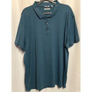 Calvin Klein Mens XXL Blue Polo Shirt Classic Fit Short Sleeve Cotton Blend